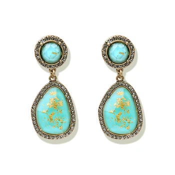 

LWONG Vintage Gold Color Natural Stone Drop Earrings for Women Elegant Luxury Statement Earrings Designer Jewelry Party Earring