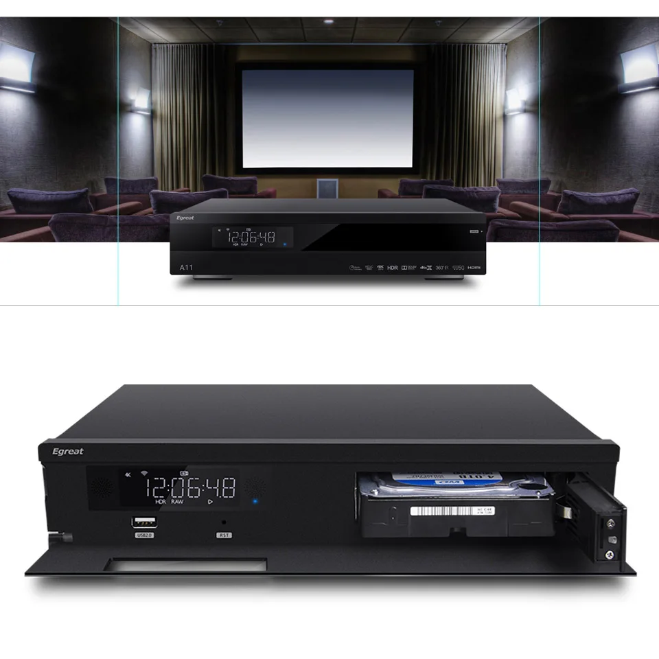Медиаплеер Egreat A11 4K UHD Blu Ray HDD Hi3798CV200 2 ГБ/16 ГБ Bluetooth 4 0 Android TV Box 4G/5G двойной Wi Fi HDR10 Dolby