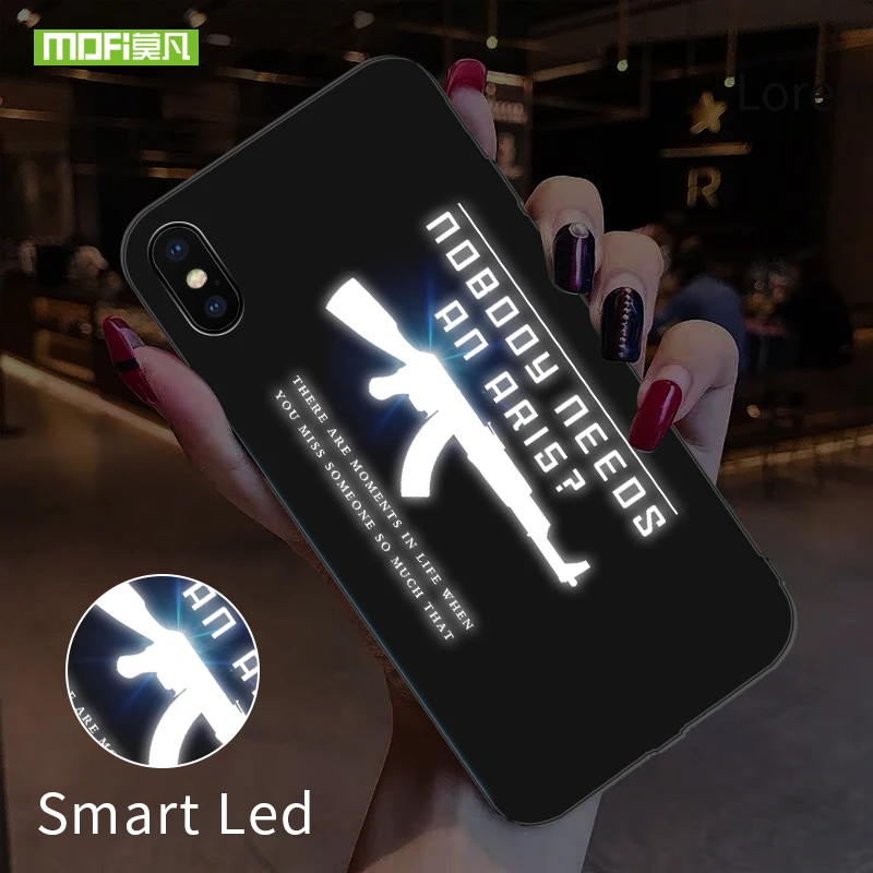 Mofi Smart Led Glow Phone Case For iPhone XS MAX Cover Apple XR Funda Luxury Silicone TPU Gun Cool Glass Capa |
