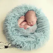 24in circle Pure wool fur blanket Newborn props infant basket filler stuffer photo baby Photography backdrops background fleece