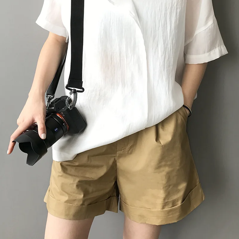 Buy New Dark Khaki Women Basic Shorts Summer 2018