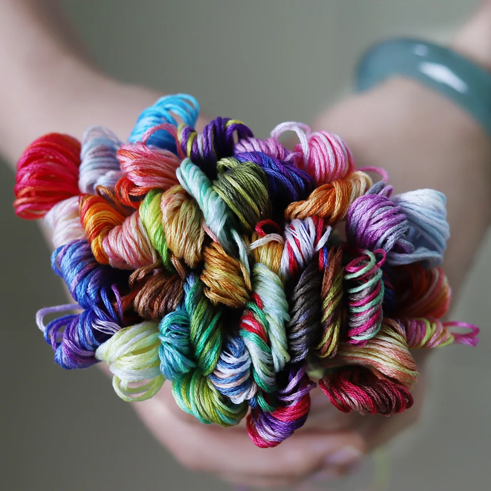 

41 Variegated Colors Double Mercerized 100% Egyptian Cotton Embroidery Floss 8 meters per skein Variation Cross stitch Thread