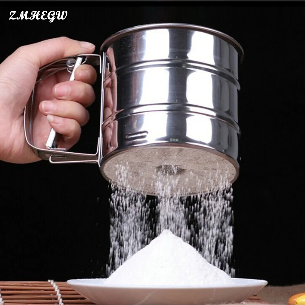 

ZMHEGW New 1PC 9.5*10.5 cm Stainless Steel Sieve Cup Powder Flour Sieve Mesh Knife Baking Tools Pastry Tools kichen Scolapasta