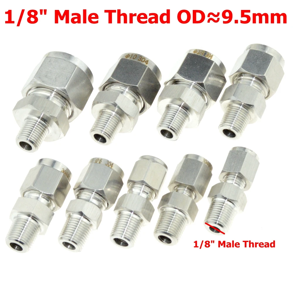 Conector macho doble virola adaptador del tubo 10 mm ODx1//4/" Npt Acero Inoxidable 304