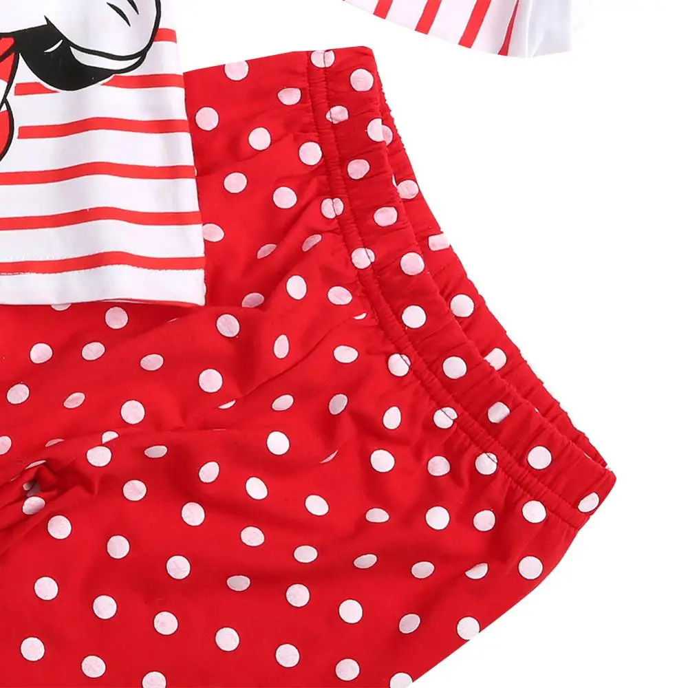 Пижамный костюм в горошек и полоску с Минни-Маус из мультфильма для малышей одежда для сна домашняя одежда для детей 1-8 лет