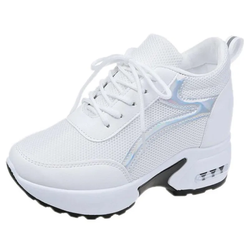 AGUTZM/ г. Женская обувь осенние кроссовки Женская модная обувь на платформе в стиле ретро Вулканизированная обувь женские дышащие сетчатые кроссовки A247 - Цвет: Белый