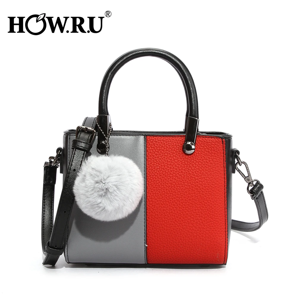 

HOWRU Brand Leather Tote Bag for Women Leather Handbag Patchwork Female Small Hand Bag Ladies Messenger Crossbody Shoulder Bags