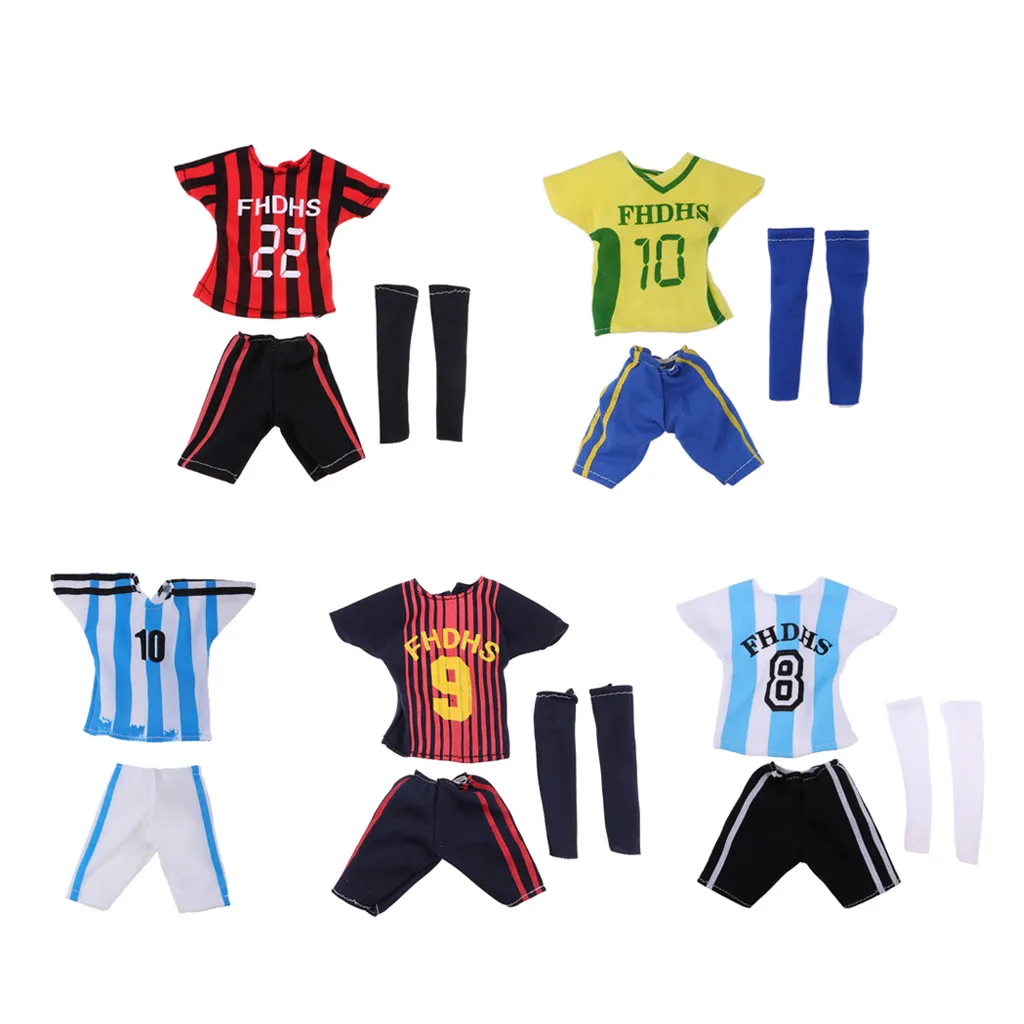 New Hot Doll Clothes Suit Soccer Uniform Soccer Football Players Outfit for 32cm Barbie Dolls Accessory