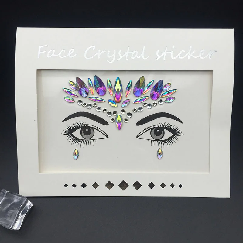 Pulaqi 3D наклейки с блестящими кристаллами для лица, вечерние DIY самоклеящиеся стразы для глаз, украшения на грудь, аксессуары, вечерние художественные наклейки F - Цвет: picture color 11