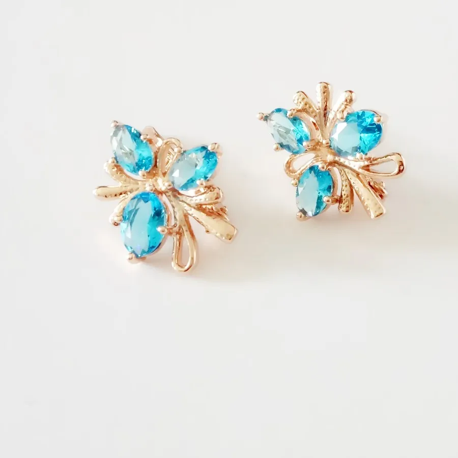 

New Fashion Earrings Women Jewelry 2018 Office Style Rose Gold 585 Color Jewelry Blue Stone Earrings for Women