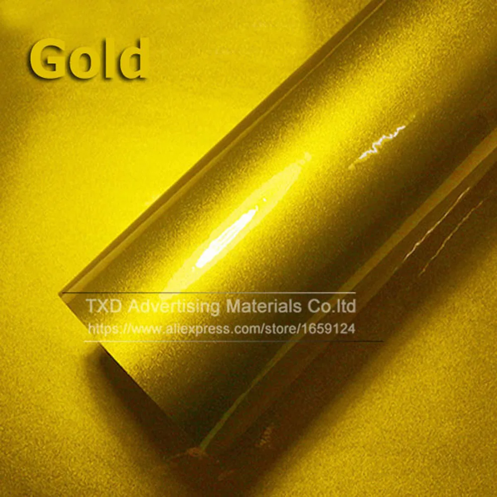 

Premium quality 10/20/30/40/50/60X152CM/Lot Gold Metallic Pearl Glossy Wrap Sticker for car wraps Glossy Candy Gold Vinyl Film