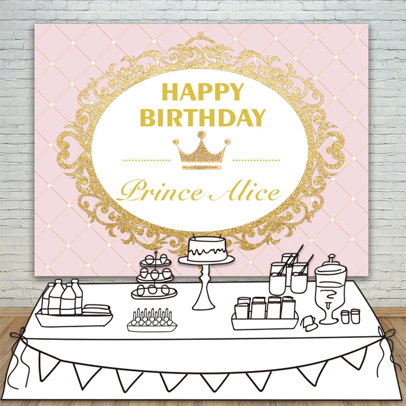 Allenjoy фотографии фоны Принцесса Вечерние Розовые золотые блестки приглашение на день рождения праздник вечерние десерт