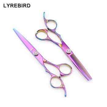 

Left hand hair scissors 6 INCH Purple Japan professional hair cutting shears Rose carved handle Lyrebird HIGH CLASS NEW