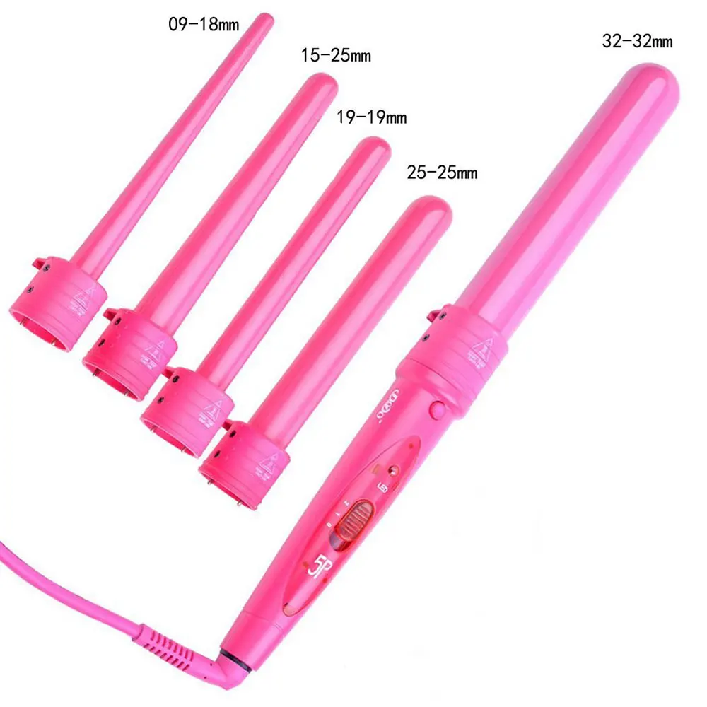 Genkent 5 In 1 Hair Curling Wand with Glove 5 Curling Heads Hair
