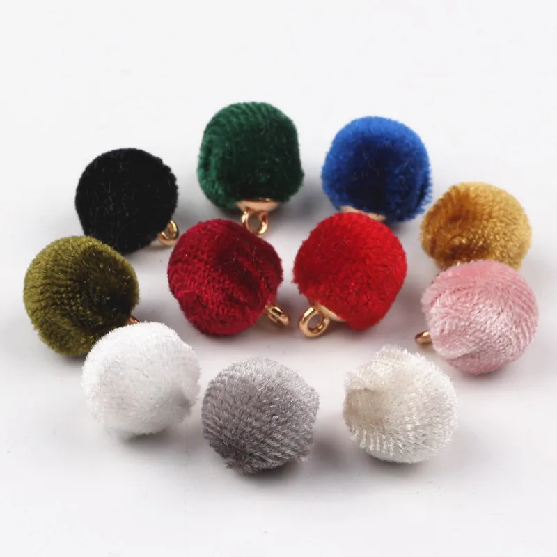 

50pcs/lot Plush Fur Hair Ball Beads Charms DIY Necklace Pendant For Women Girl Earring Accessories Jewelry Making
