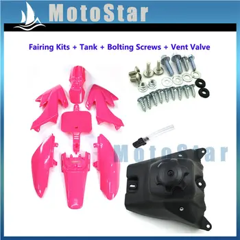

Pink Plastic Fairing Fender Kits + Screws + Gas Fuel Tank + Vent Valve For Honda XR50 CRF50 Pit Dirt Bike 50cc-160cc