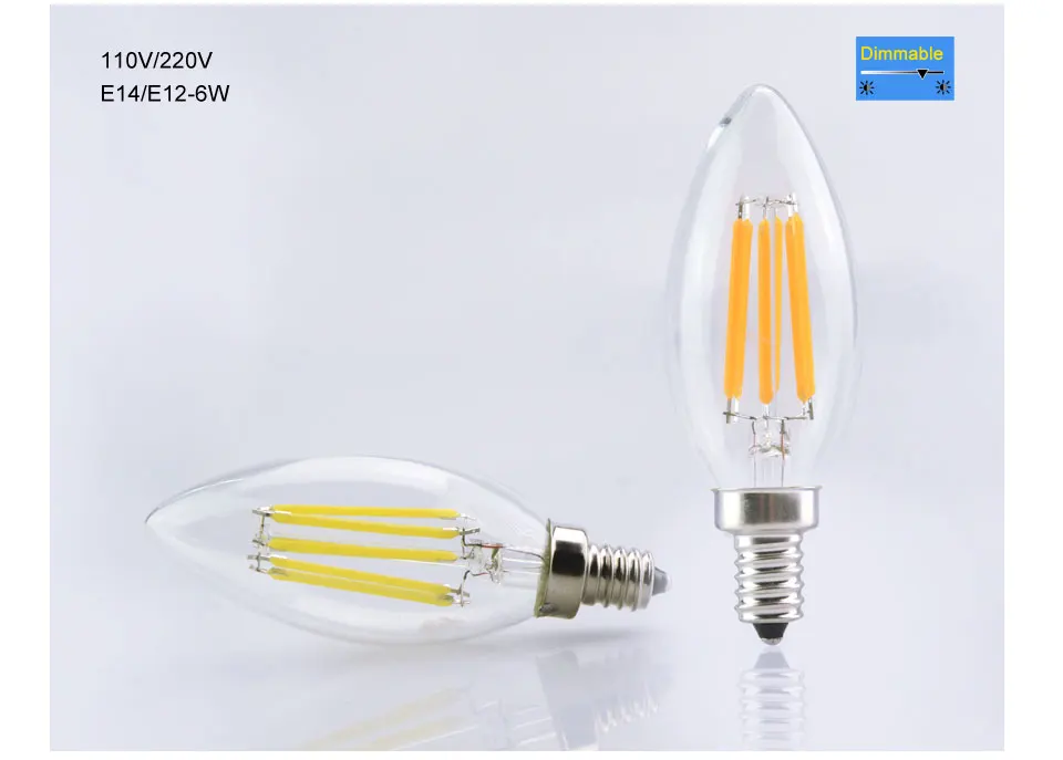 LED Candle Bulb E14 E12 2W 4W 6W AC 220V 110V Retro Antique Glass Edison Lamp Vintage C35 Filament Light for Chandelier (11)