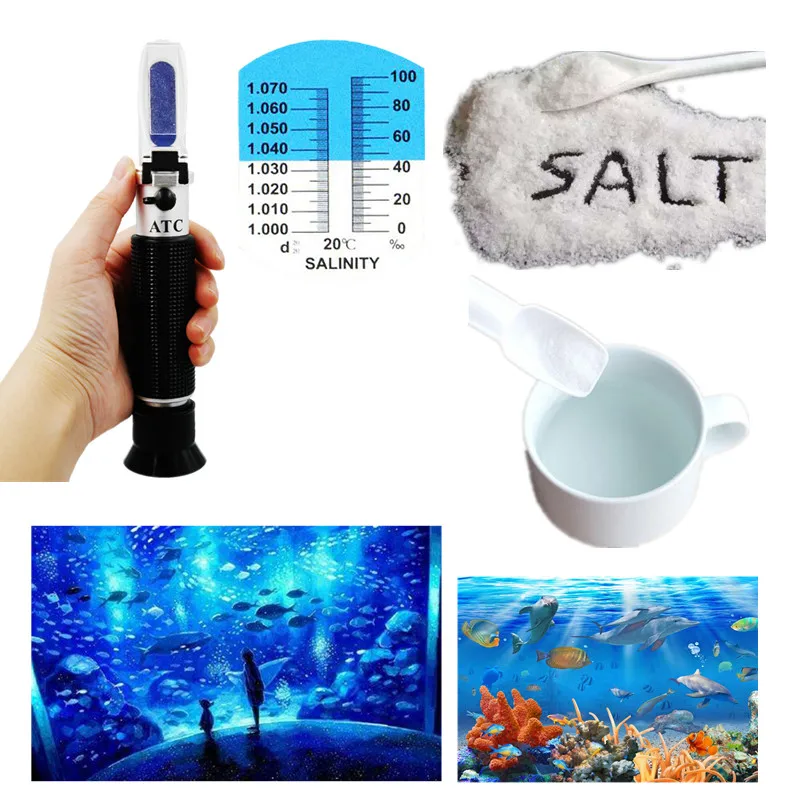 Salinity Refractometer 0-10% 1.000-1.070SG Optical Salometer Seawater Marine Aquaculture Food Salt Tester liquid refractometer hand held refractometer