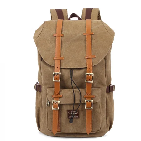 Высококачественные рюкзаки школьные для Путешествий Холст искусственная кожа мужской рюкзак известный модный винтажный дизайнерский бренд KAUKKO сумки - Цвет: Хаки