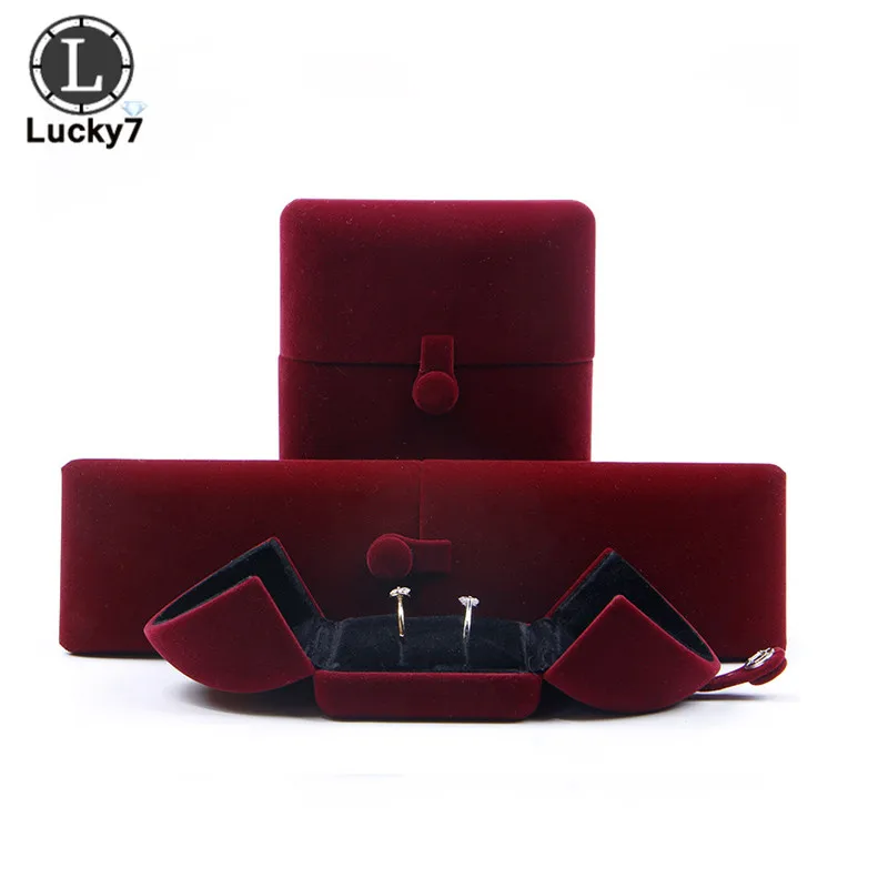 

Simple red double open marriage jewelry box wedding ring pendant ring box bracelet necklace wedding gift box free shipment