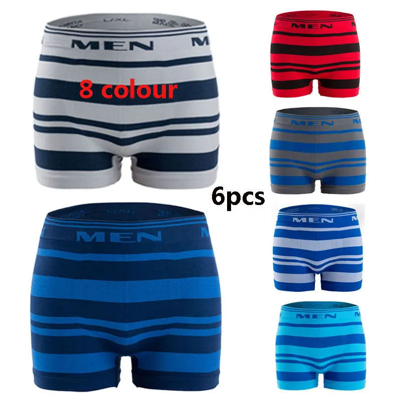 2017Free shipping 6pcs Men's Strip Seamless Underwear Pure Polyester