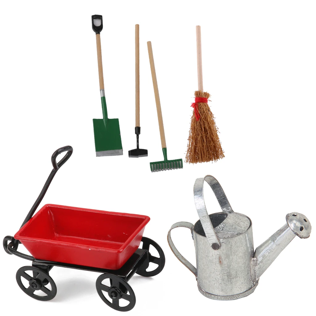 1:12 Dollhouse Miniature Accessories Gardening Planting Tools Kit Red 1:12 Dollhouse Miniature Accessories Gardening Planting Tools Kit Red