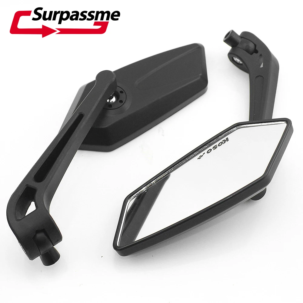 Rétroviseurs latéraux noirs universels pour moto, 8mm, 10mm, pour Honda, Suzuki, Yamaha, Kawasaki, Scooter, KTM, Ducati
