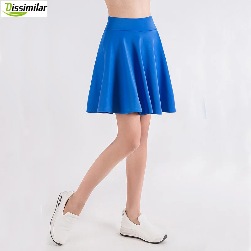 Женская Расклешенная короткая юбка Базовая однотонная мини юбка выше колена универсальная эластичная плиссированная повседневная юбка 5 размеров