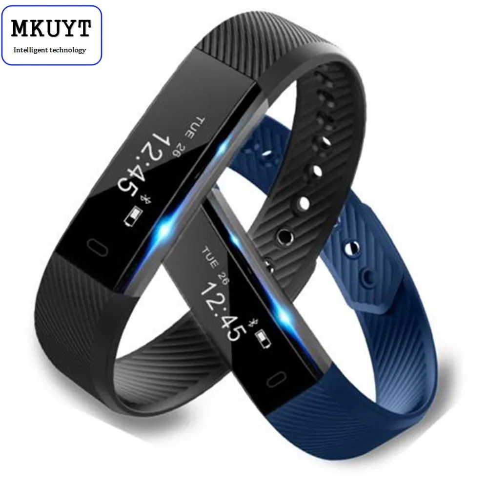MKUYT ID115 Smart Bracelet Fitness Tracker Step Counter Activity Monitor Band Alarm Clock Vibration Wristband No
