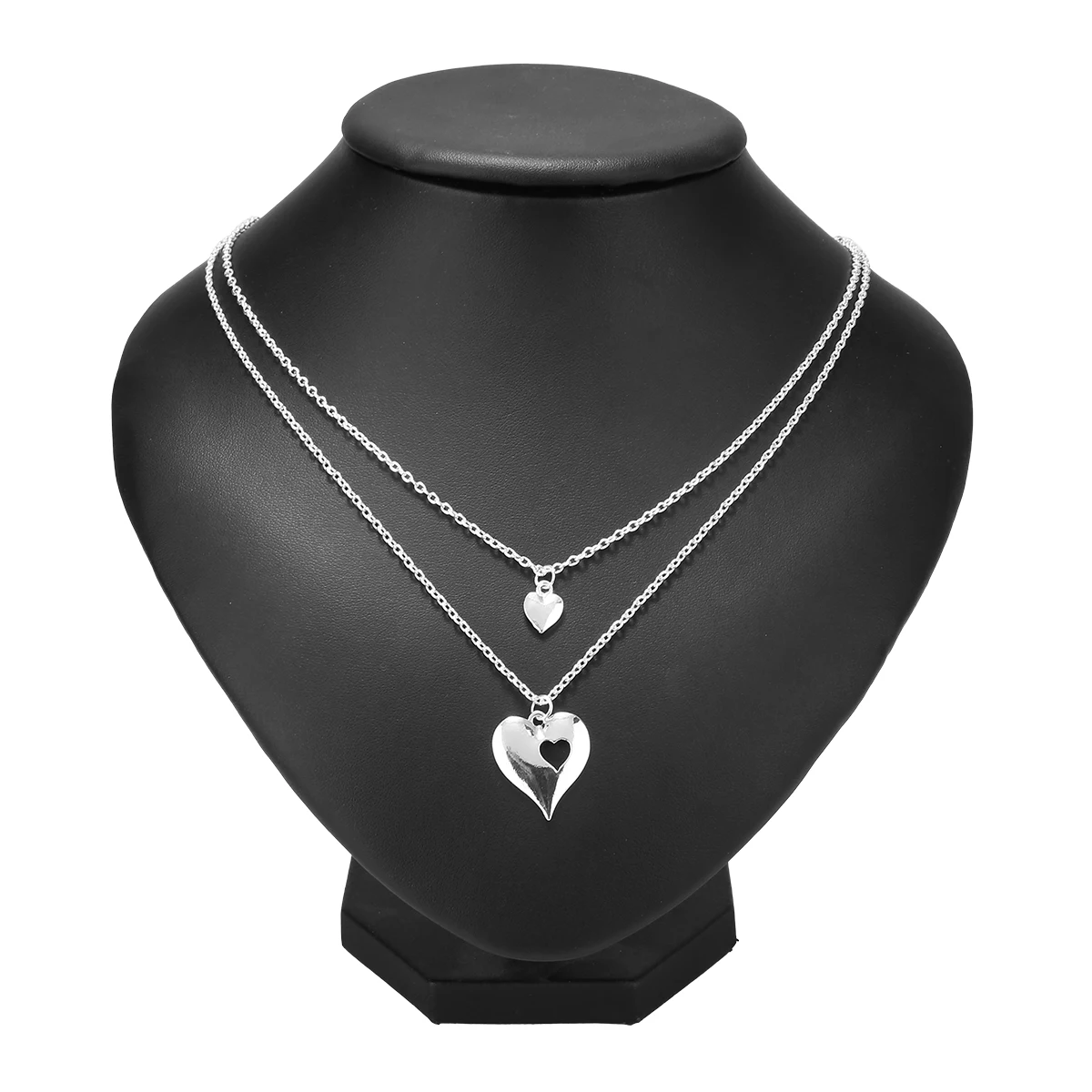 Vintage Silver Color Love Chain Necklaces Shellhard 2pcs/set Mother and Daughter  Two Hearts Necklaces & Pendants Charms Jewelry