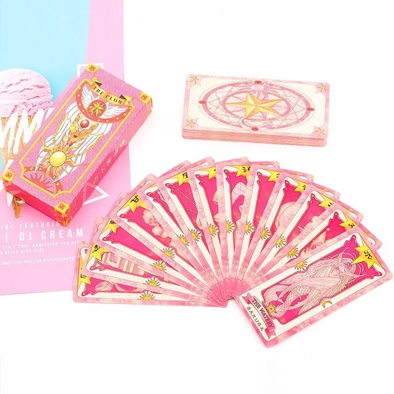 

Anime Cardcaptor Sakura Clow Cards Captor Sakura Cards Tarot Pink Red Tarot KINOMOTO SAKURA Card Cosplay Props Set Gift
