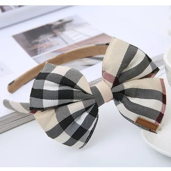 

DHL 100 PCS Lovely Lattice Big Bowknot Kids Hair Hoop Baby Hairbands Princess Headwear Children Headbands