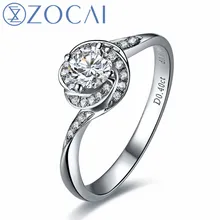 Бренд ZOCAI ROSE& LOVE Настоящее сертифицированное 0.32CT F-G/SI бриллиантовое кольцо 18 К Белое золото(AU750) обручальное кольцо JBW00164