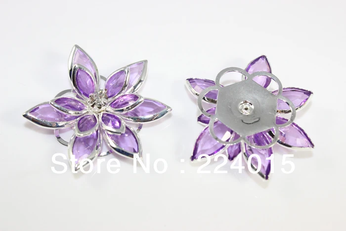 

Free Shipping! 10pcs/34*30mm Silver Plated Purple Flower Drill/Rhinestone Embellishment Findings For Clothing & Jewelry DIY