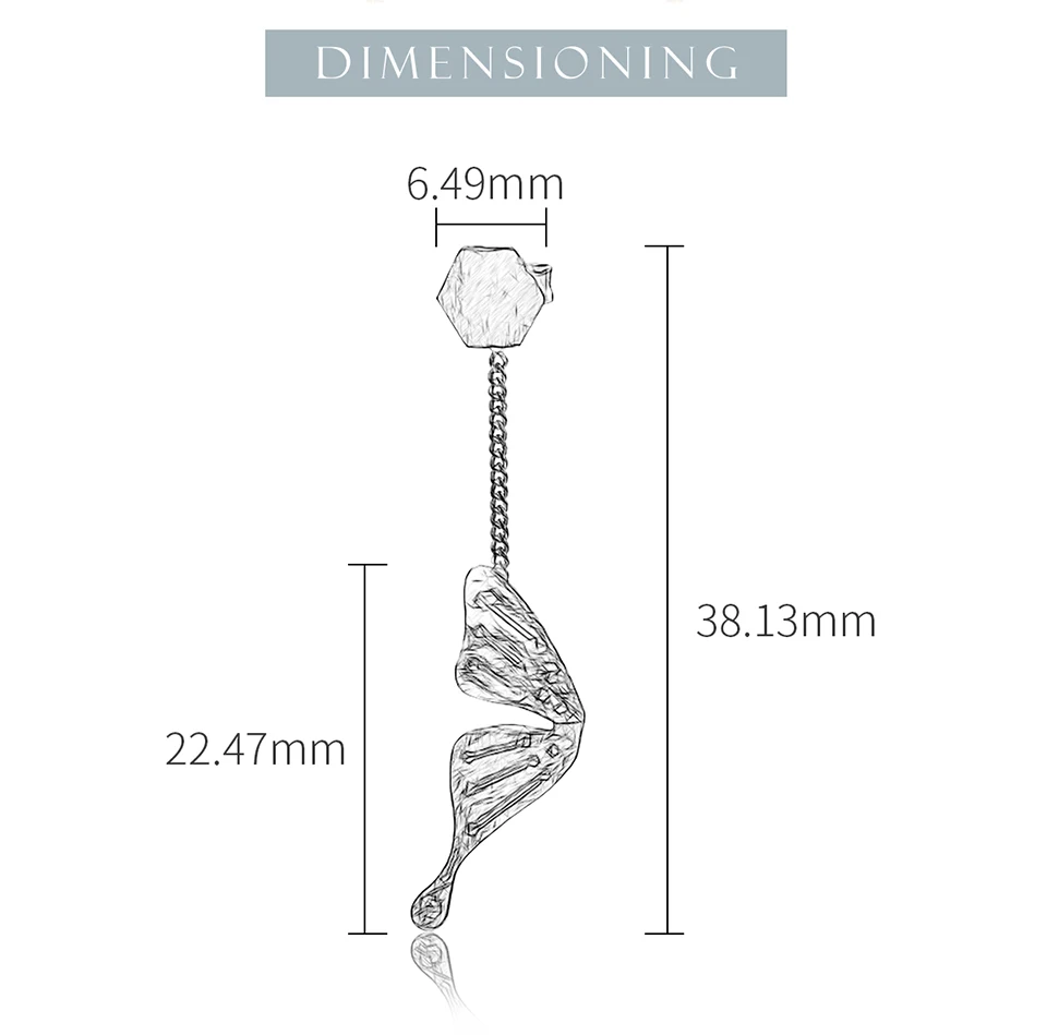 Muduh Collection Real 925 Sterling Silver Natural Creative Handmade Fine Jewelry Fly Butterfly Fashion Drop Earrings for Women Brincos