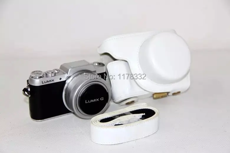 Кожа Камера сумка + Камера ремешком для Panasonic Lumix gf7 GF6 GF5 GF3 12-32x14- 42 Камера с Бретели для нижнего белья