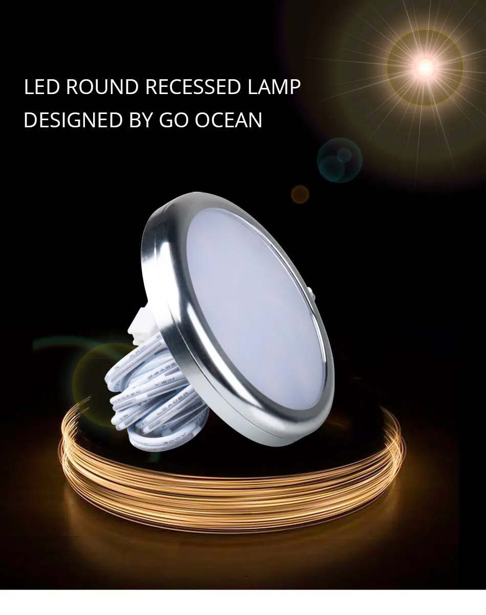 2.5W 12V DC LED Cabinet Lights Round Aluminum Puck Lamp Kitchen Counter Cupboard Bar Showcase Lamps Led Fixtures Shelf Lighting (2)
