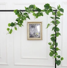 2.2 m seda realista guirnalda hoja verde follaje de alambre de hierro flor de la vid de ratán artificial para decoración de la boda diy guirnalda ma2252