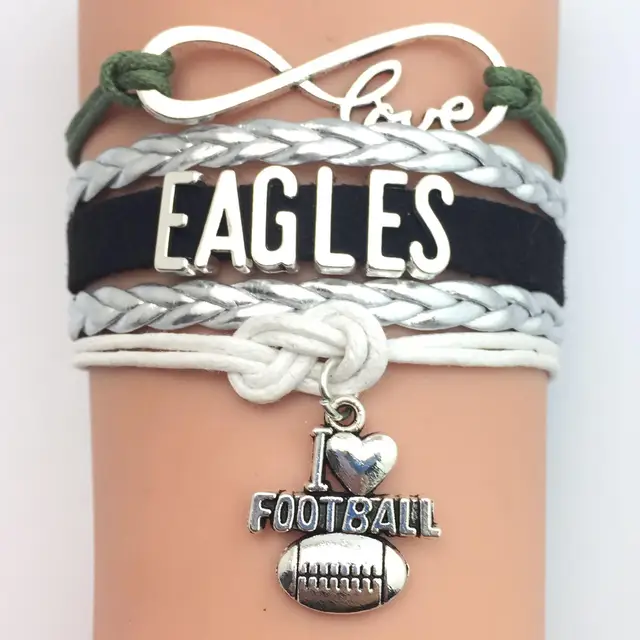 10 Pieces Lot High Quality Infinity Love Philadelphia Eagles 10 Pieces Lot High Quality Infinity Love Philadelphia Eagles Football Bracelet Green Silver