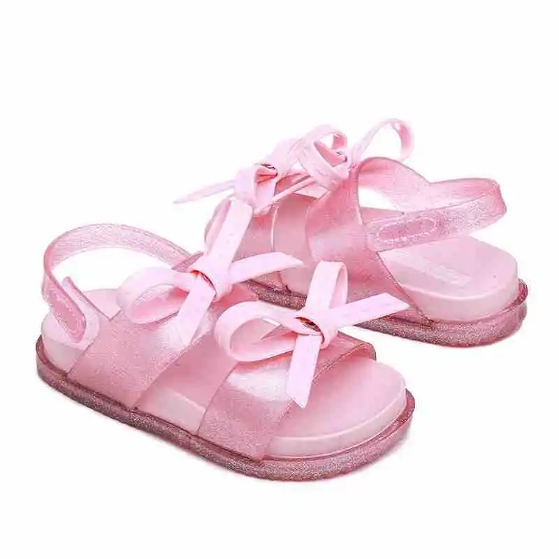 Mini Melissa/ г. Космические сандалии прозрачные сандалии для девочек босоножки для девочки принцессы с бантом детская пляжная обувь Нескользящая детская мини Melissa Baby