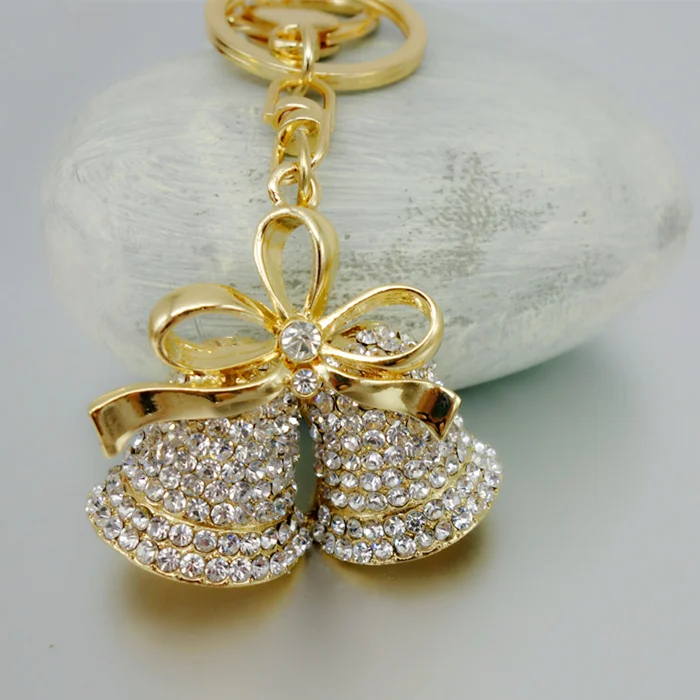 

Adojewello Jewelry Rhinestone Crystal Lovely Christmas Bell Keychain Keyring Handbag Chram Key Holder Wholesale