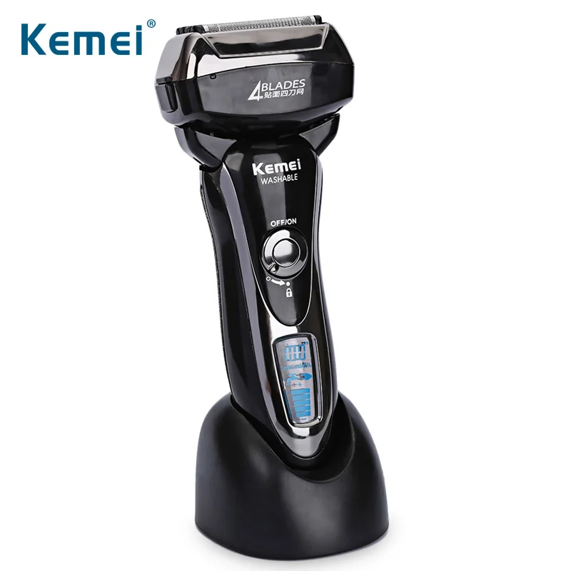 

Kemei HOT Electric Shaver Razor Professional 4 Blade Hign Speed Motor Shaver Maglev Cutting System With LCD Display 100-240V