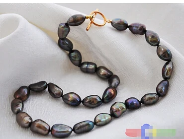 

p3314 17" 15mm baroque black freshwater cultured pearl necklace> Wholesale Lovely Women's Wedding Jewelry