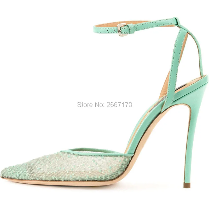 Dame Boucle Maille Color Cheville Pointu Pompes Talons Color Glitter Mariage Chaussures as Stilettos Haute Femmes Robe As De Bout Herbe qH6wt1z
