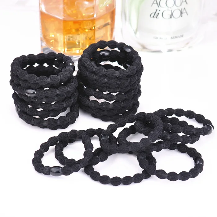 20pcs/lot Women Black Rubber Band Elastic Hair Band For DIY and Daily Wear Quality Thick Hair Tie Hair Accessories Pure Black black head scarf