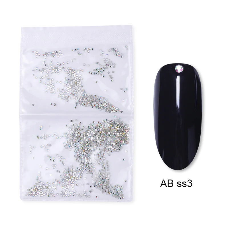 1440 шт./пакет Стразы для ногтей красочные смешанные размеры с плоским основанием, для ногтей Камни DIY 3d-украшения для ногтей маникюр - Цвет: AB ss3