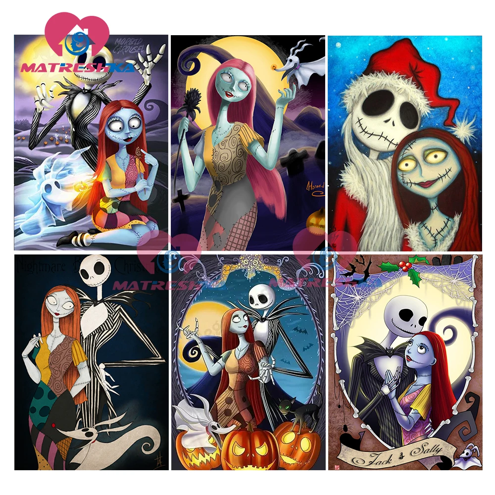 

5d diy diamond painting Diamond embroidery Halloween painting jack and sally picture of diamonds diamond painting full puzzles