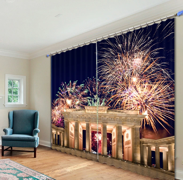 

Germany Brandenburg Gate Square Curtains Bedding Living Room 3D Print Cortians Thick Sunshade Window Curtains Custom-made Size