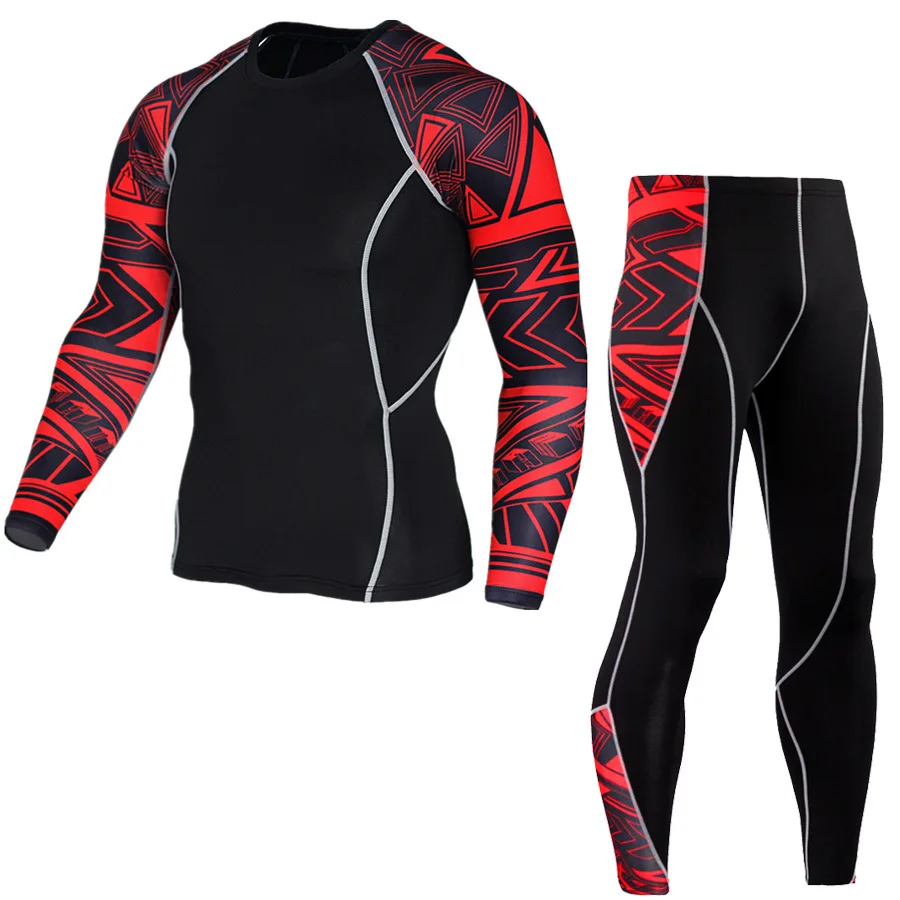 Женские спортивные костюмы для бега, компрессионное термобелье, женские спортивные костюмы, осенний спортивный костюм для бега, быстросохнущие колготки - Цвет: Picture color 1