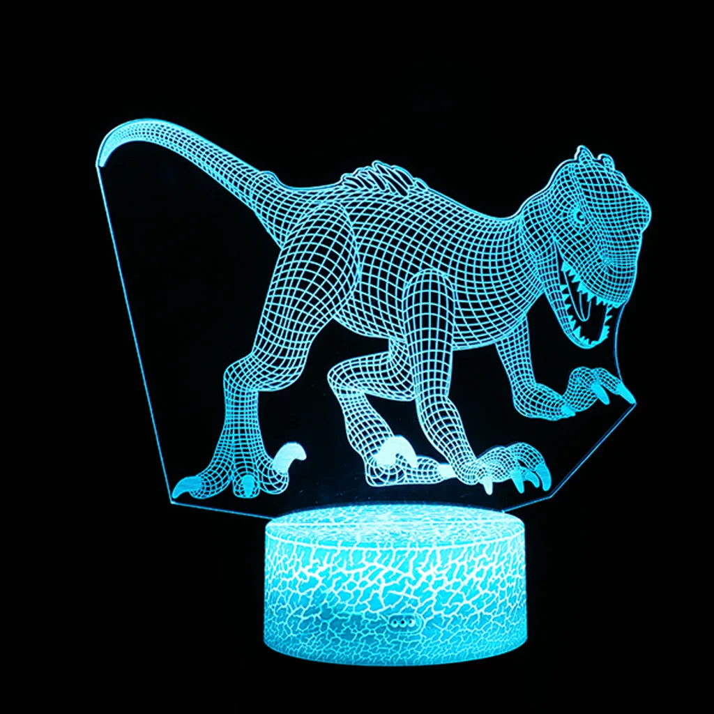 Мода 3D светодиодный динозавр подсвечивающая лампа Дети Bedrrom Оптическая иллюзия настольная ночник с 7 цветов Изменение детский подарок лампа